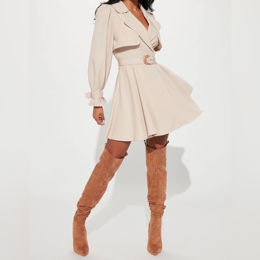 Cream mini dress with belt